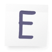 Sticky-note with the letter E on it.
