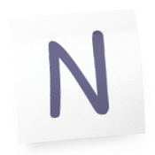 Sticky-note with the letter N on it.